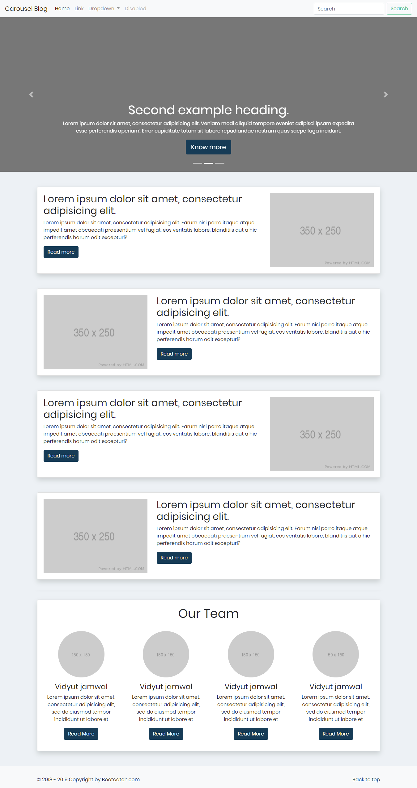 bootstrap carousel-blog